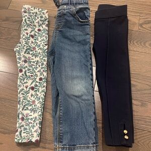 Janie and Jack Floral Leggings and Dark Leggings Set